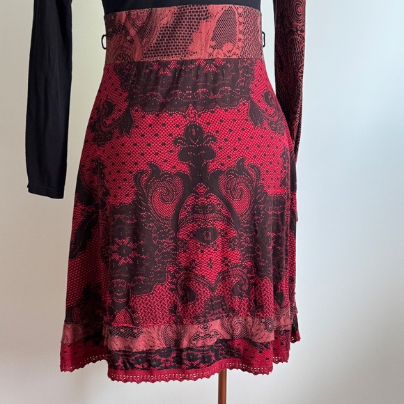 Desigual - Black And Red Long Sleeve Dress - Picture 9 of 14